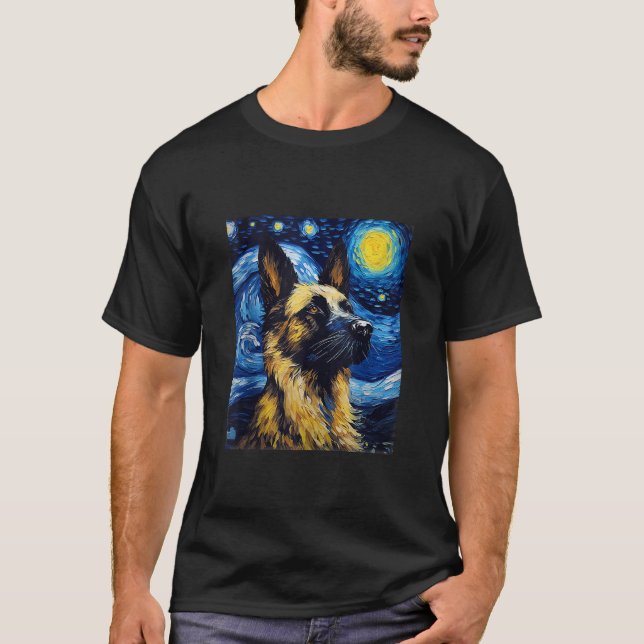 Camiseta Cachorro Alemão Starry Night Dog Cachorro Cachorro (Frente)