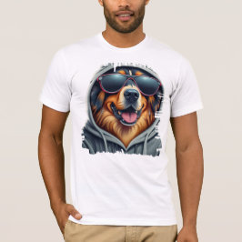 Camiseta Cachorro Alemão Vestindo Um Hoodie Com Óculos Pret