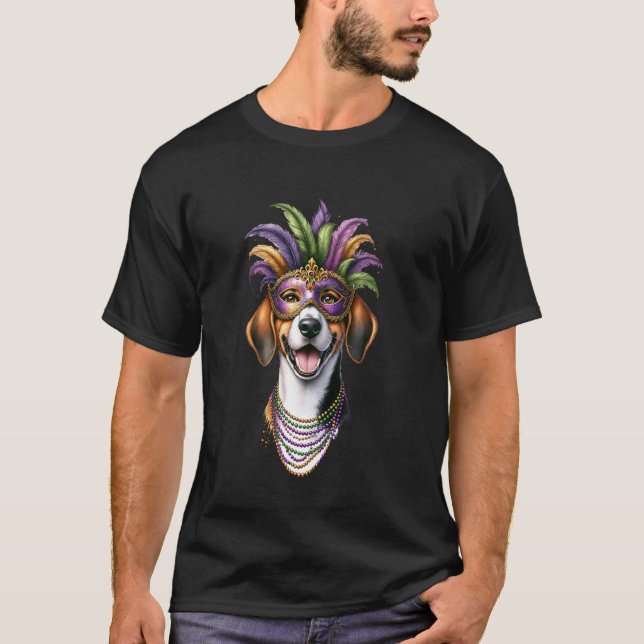 Camiseta Cachorro American Foxhound Mardi Gras (Frente)