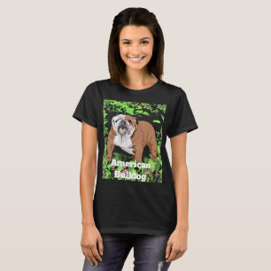 Camiseta Cachorro Americano Bonito em Torno de Arbustos