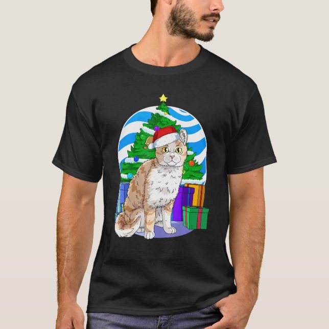 Camiseta Cachorro Americano Bonito Papai noel Decado de Árv (Frente)