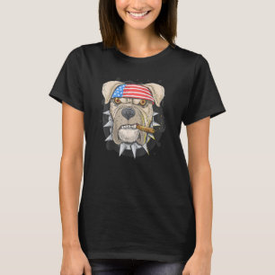 Camiseta Cachorro Americano Pit Bull Engraçado Fumando a Ba