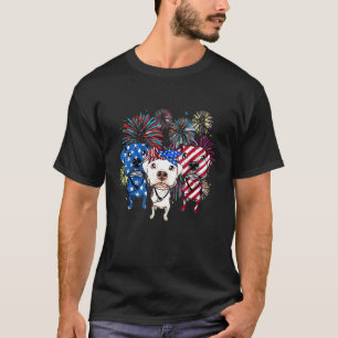 Camiseta Cachorro Americano Pitbull Fofo Fogos de Artifício