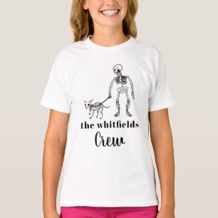 Camiseta Cachorro Andador Esqueleto Halloween Família Combi