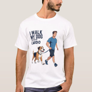 Camiseta Cachorro andando em T-Shirt - Esse é o meu Cardio 