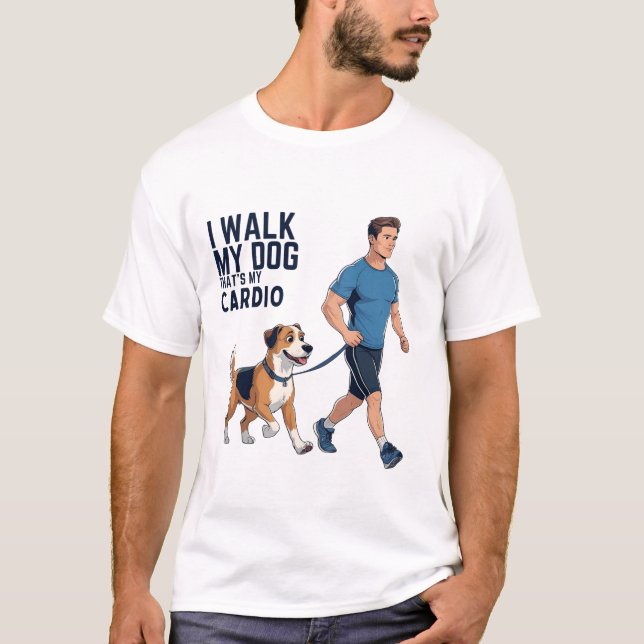 Camiseta Cachorro andando em T-Shirt - Esse é o meu Cardio  (Frente)