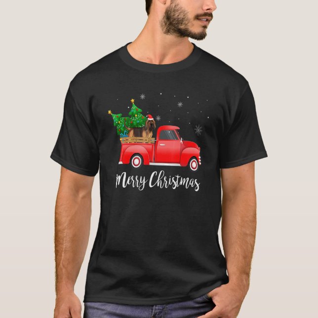 Camiseta Cachorro Andando na Rua Vermelha Natal (Frente)