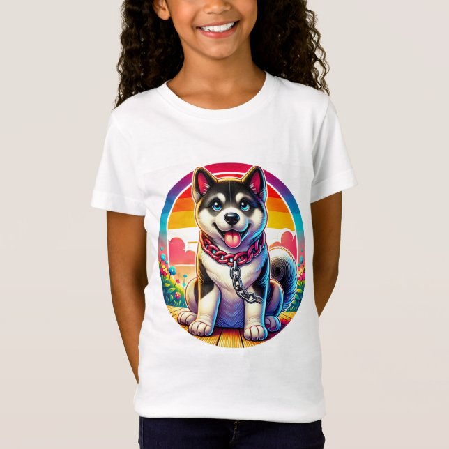 Camiseta Cachorro Animado Fofo com Coleira (Frente)