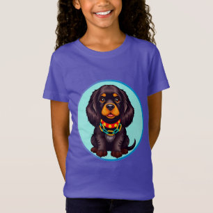 Camiseta Cachorro Animado Fofo com Coleira