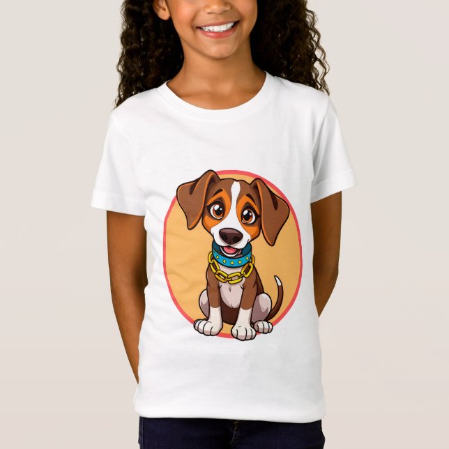 Camiseta Cachorro Animado Fofo com Coleira (Frente)