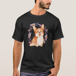 Camiseta cachorro animal de estimação pata flor corgi