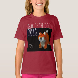 Camiseta Cachorro Ano 2018 Shiba Puppy 3D Digital Art Girl