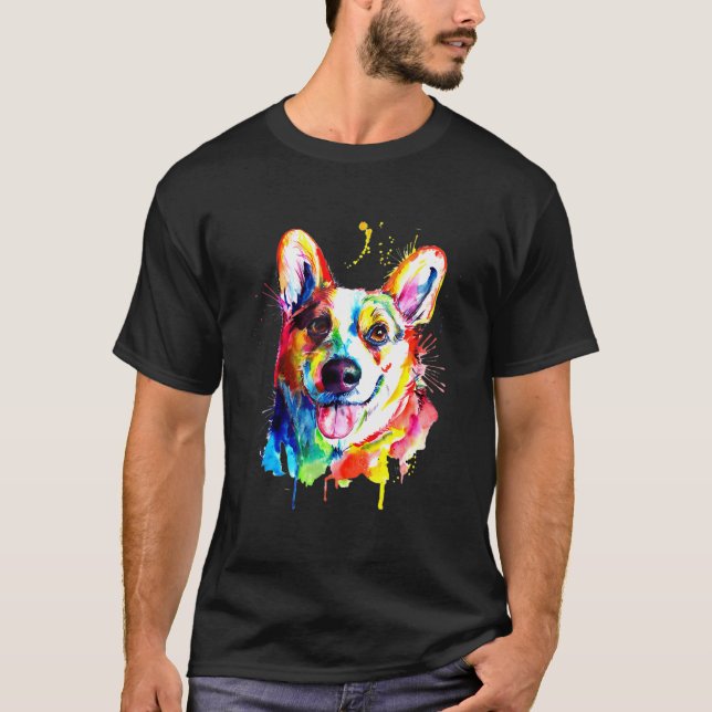 Camiseta Cachorro Artístico Corgi - Fofo Docinho (Frente)