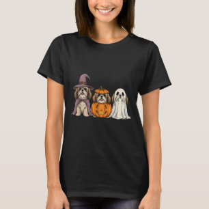 Camiseta Cachorro Assombrado Shih Tzu Abóbora Dia das Bruxa