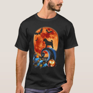 Camiseta Cachorro Assustado E Costume De Lua No Halloween