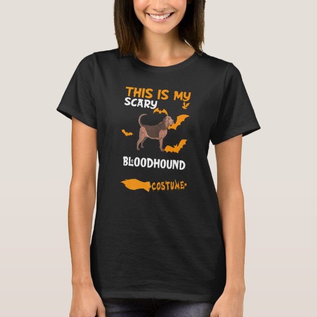 Camiseta Cachorro Assustador De Sangue Halloween Preguiçoso (Frente)