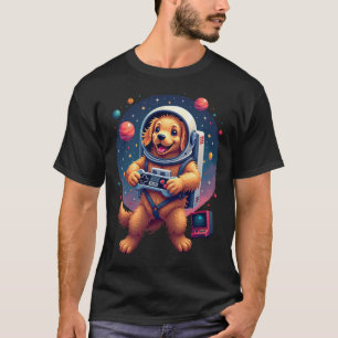 Camiseta Cachorro Astronauta Gamer Pixel Art Jogos Retrô No