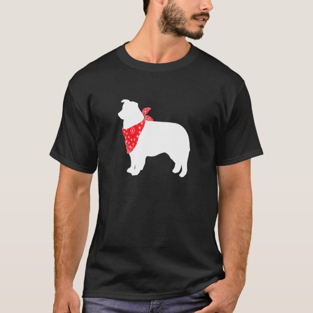 Camiseta Cachorro Aussie Australiano Vestindo Red Bandana (Frente)