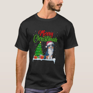 Camiseta Cachorro Australiano De Árvore De Natal Luz Xmas