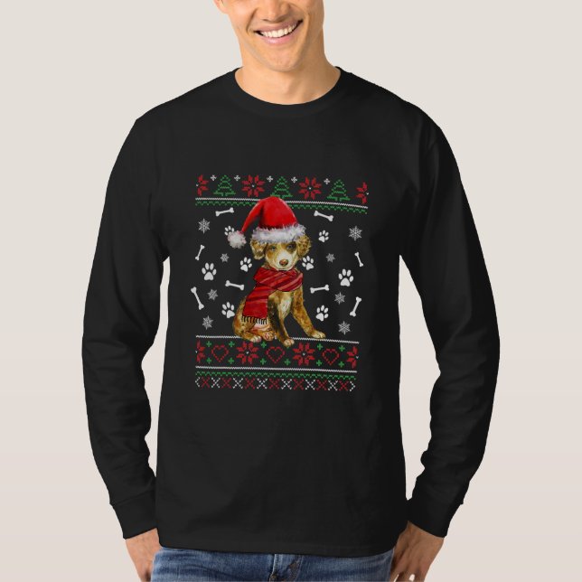 Camiseta Cachorro Australiano de Natal com um suor feio (Frente)