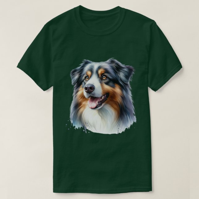Camiseta Cachorro Australiano de três cores (Frente do Design)