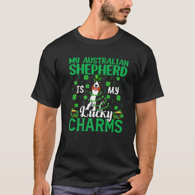 Camiseta Cachorro Australiano É Minha Sortuda Rua Charms (Frente)