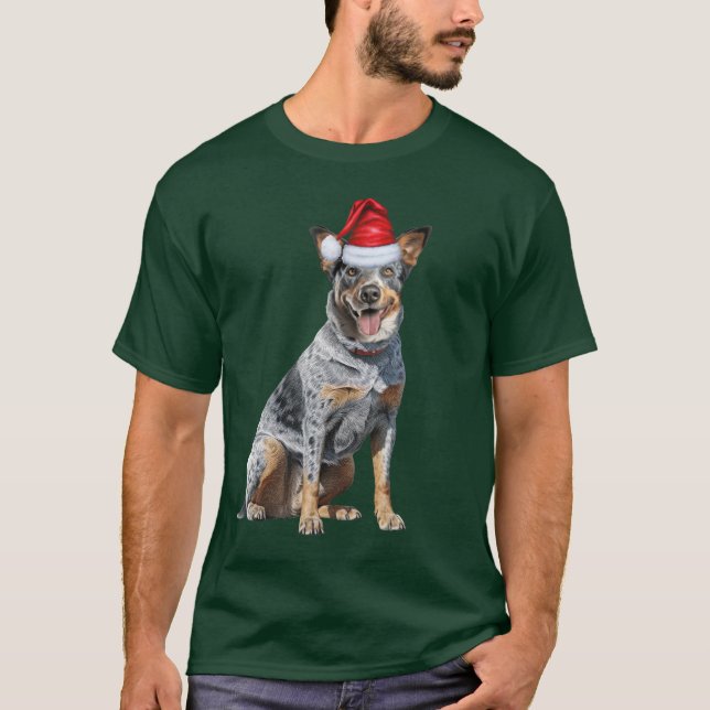 Camiseta Cachorro Azul Bonito Cachorro Passou Feliz Natal (Frente)