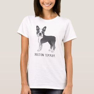 Camiseta Cachorro Azul E Branco Cugado De Boston Com Texto