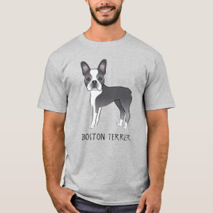 Camiseta Cachorro Azul E Branco Cugado De Boston Com Texto