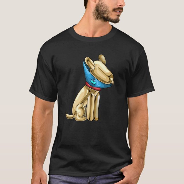 Camiseta Cachorro-Balão Cachorro Cone de Vergonha (Frente)