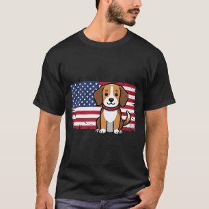 Camiseta Cachorro Bandeira Americana Vetor Patriótico