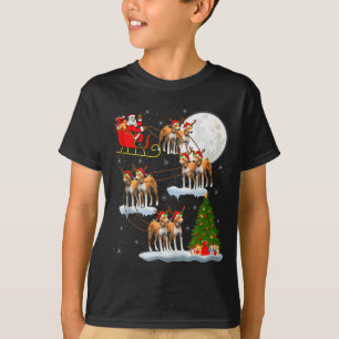 Camiseta Cachorro Basenji Papai Noel Trenó Voador Divertido