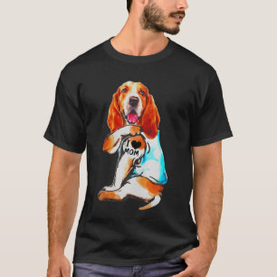 Camiseta Cachorro Basset Hound Eu Amo Mãe Tatuado Dia das M