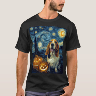 Camiseta Cachorro Basset Hound Fofo Abóbora de Halloween Ja