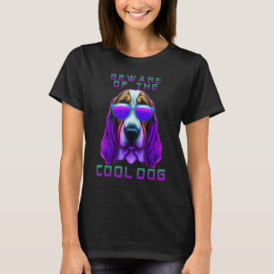 Camiseta Cachorro Basset Hound Óculos de Sol Synthwave Cuid