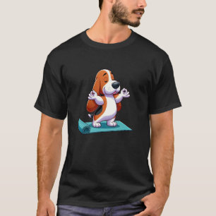 Camiseta Cachorro Basset Hound Yoga Meditação Divertida