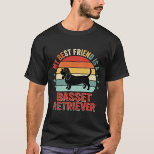 Camiseta Cachorro Basset Retriever Pôr do Sol Retro