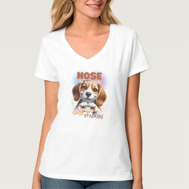 CAMISETA CACHORRO BEAGLE BEGLE BAGLE DIZENDO (Frente)