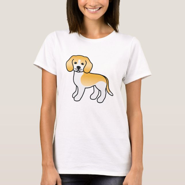 Camiseta Cachorro Beagle Cartoon Fofo Limão E Branco (Frente)