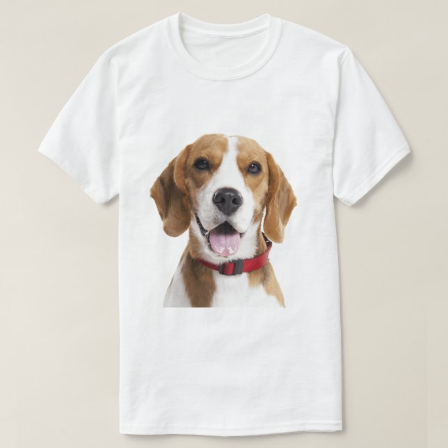 Camiseta Cachorro Beagle com Coleira Vermelha (Frente do Design)