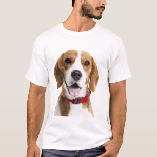 Camiseta Cachorro Beagle com Coleira Vermelha