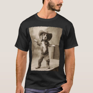 Camiseta Cachorro Beagle Engraçado Cowboy Tolo