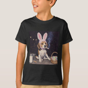 Camiseta Cachorro Beagle Engraçado Orelhas de Coelho Retrô