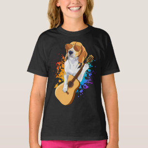 Camiseta Cachorro Beagle Vestindo óculos de sol tocando gui
