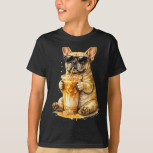 Camiseta Cachorro bebendo café gelado meme animal engraçado