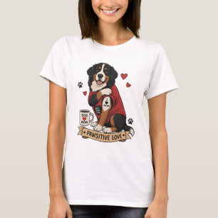 Camiseta Cachorro Bernês com Ilustração de Tatuagem Eu Amo