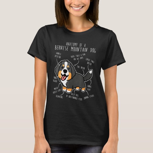 Camiseta Cachorro Bernese Anatomia Cachorro Feliz Cachorro  (Frente)