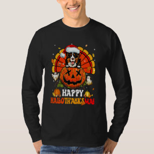 Camiseta Cachorro Bloodhound Feliz Hallothanksmas Dia das B