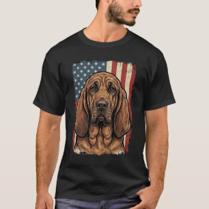 Camiseta Cachorro Bloodhound Patriótico Arte da Bandeira Am