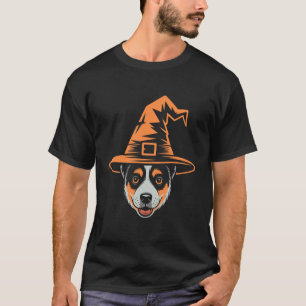 Camiseta Cachorro Blue Heeler Assustador Chapéu de Bruxa Ha
